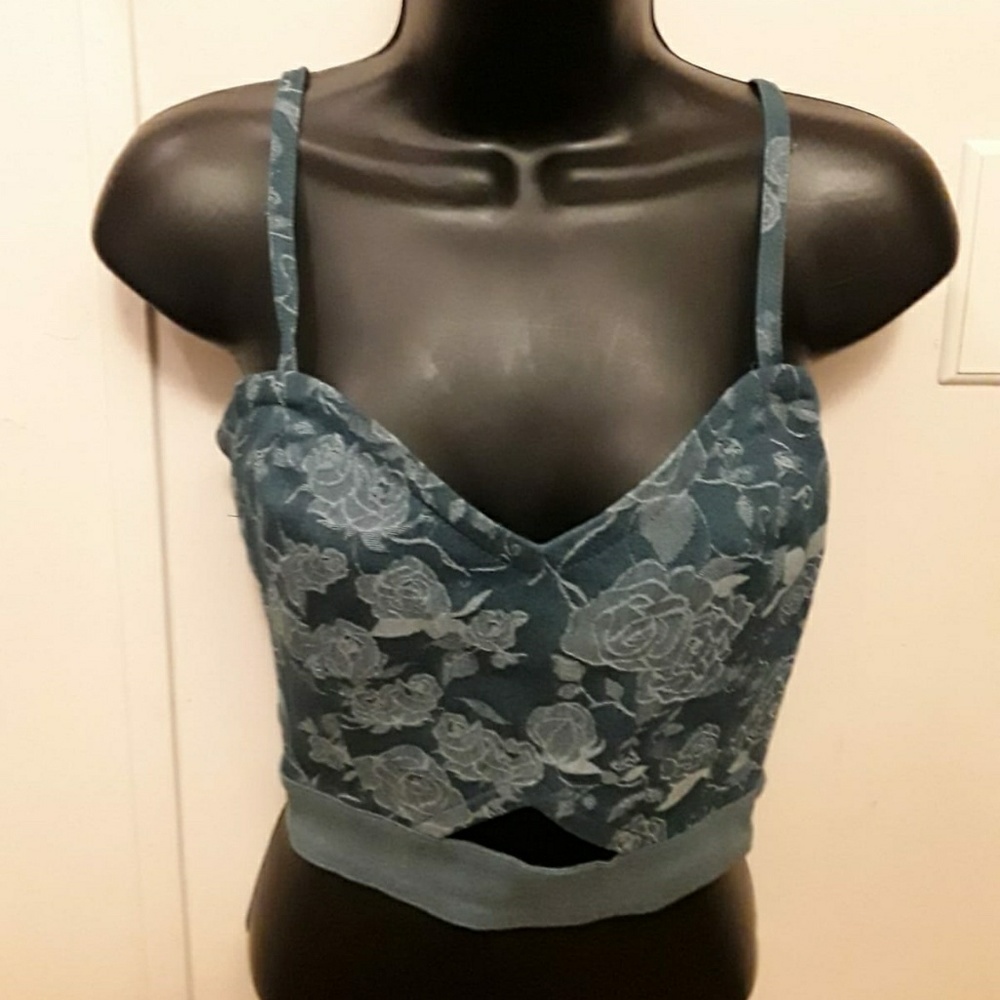 ST strap denim crop blush ivory